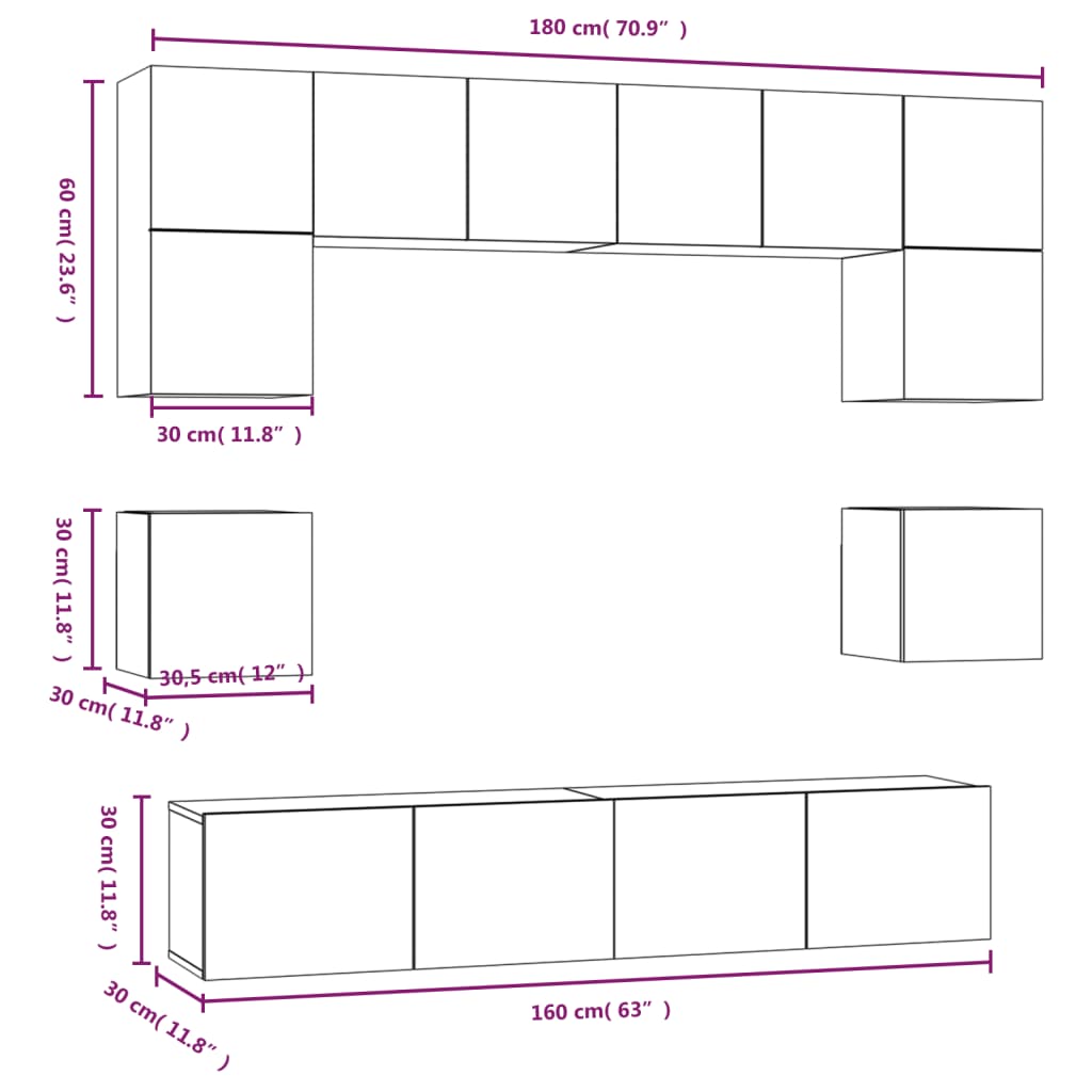 Ensemble de meubles TV 8 pcs Chêne sonoma Bois d'ingénierie - XIOS