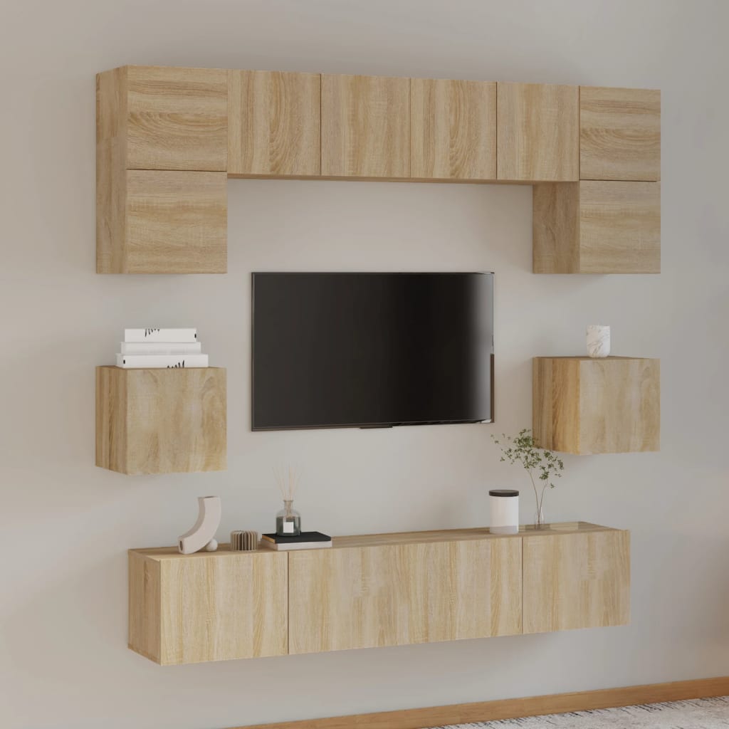 Ensemble de meubles TV 8 pcs Chêne sonoma Bois d'ingénierie - XIOS