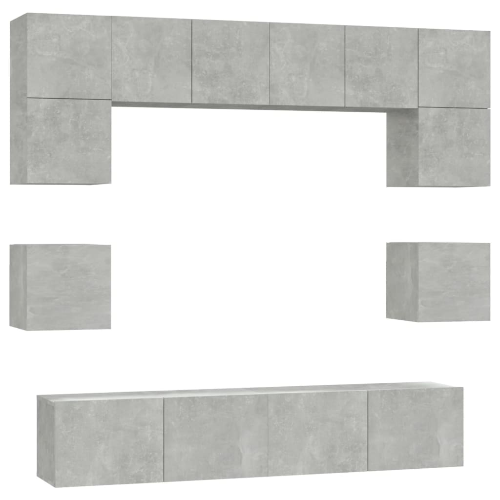 Ensemble de meubles TV 8 pcs Gris béton Bois d'ingénierie - XIOS