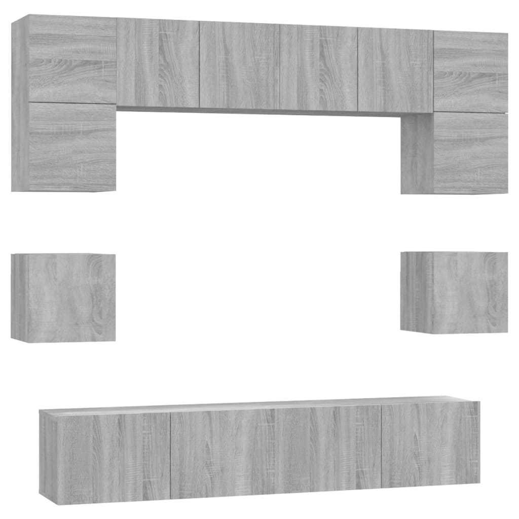 Ensemble de meubles TV 8 pcs Sonoma gris Bois d'ingénierie - XIOS