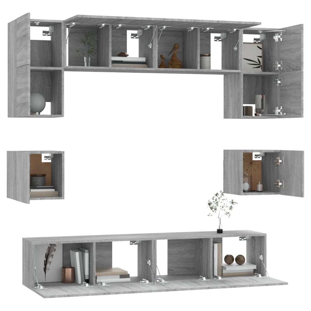 Ensemble de meubles TV 8 pcs Sonoma gris Bois d'ingénierie - XIOS