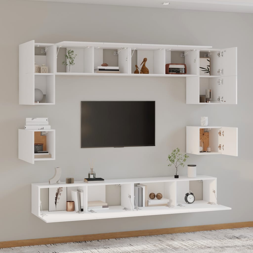 Ensemble de meubles TV 8 pcs Blanc Bois d'ingénierie - XIOS