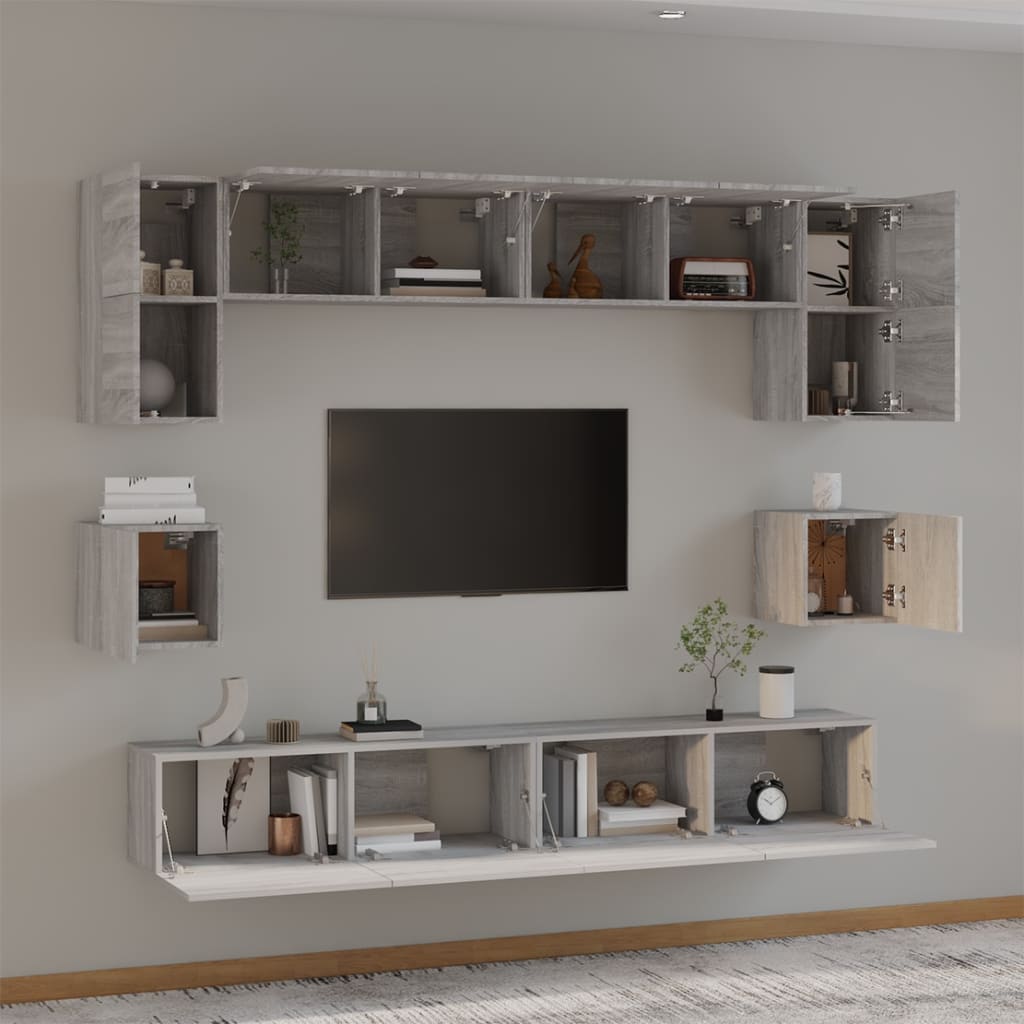 Ensemble de meubles TV 8 pcs Sonoma gris Bois d'ingénierie - XIOS