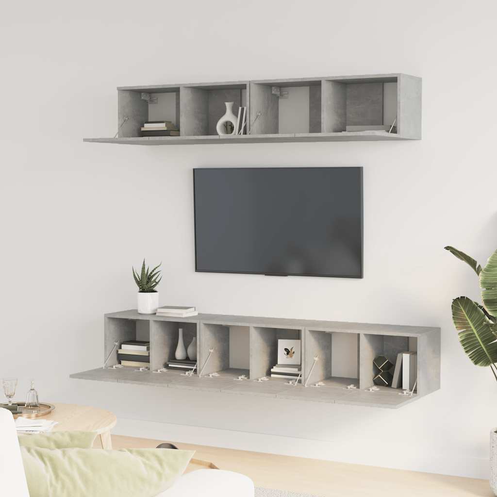 Ensemble de meubles TV 5 pcs Gris béton Bois d'ingénierie - XIOS