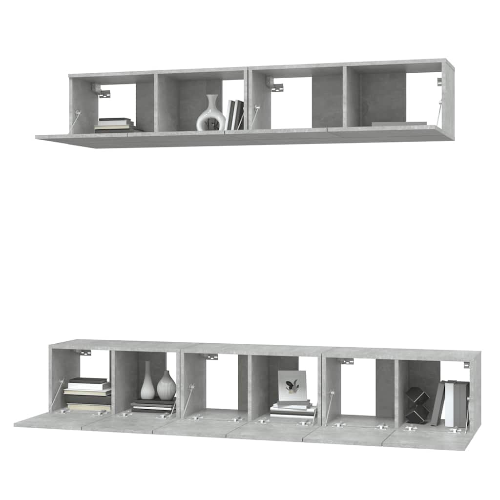 Ensemble de meubles TV 5 pcs Gris béton Bois d'ingénierie - XIOS