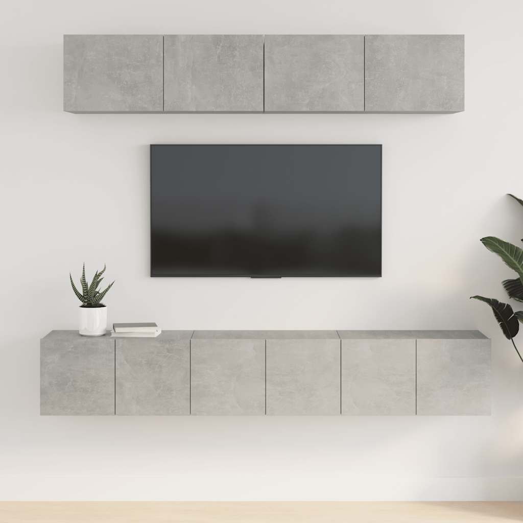 Ensemble de meubles TV 5 pcs Gris béton Bois d'ingénierie - XIOS