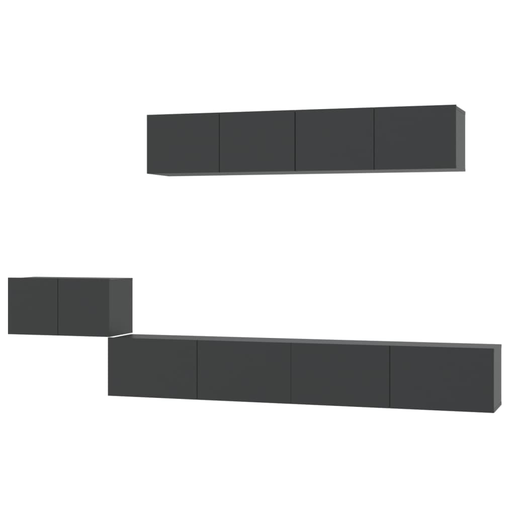 Ensemble de meubles TV 5 pcs Noir Bois d'ingénierie Meubles TV vidaXL