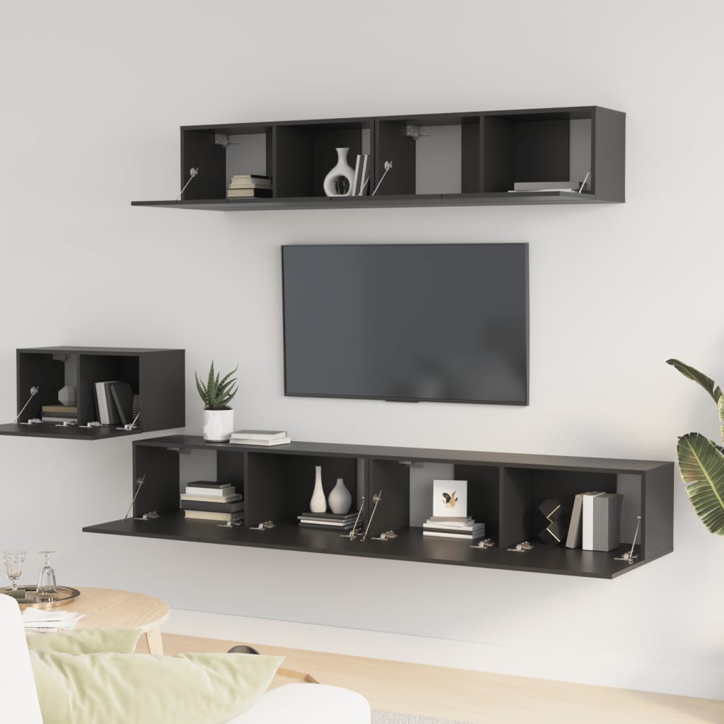 Ensemble de meubles TV 5 pcs Noir Bois d'ingénierie Meubles TV vidaXL