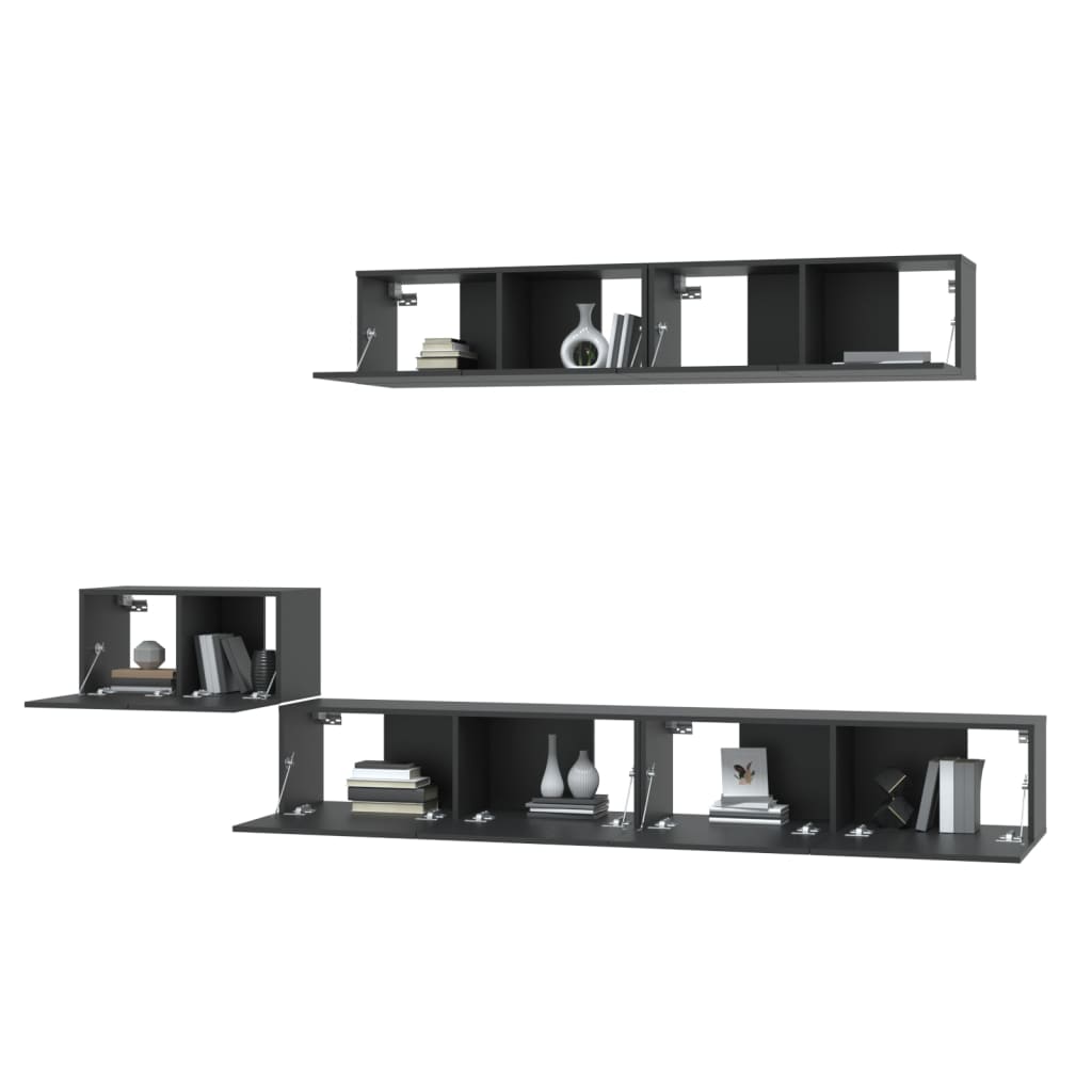 Ensemble de meubles TV 5 pcs Noir Bois d'ingénierie Meubles TV vidaXL