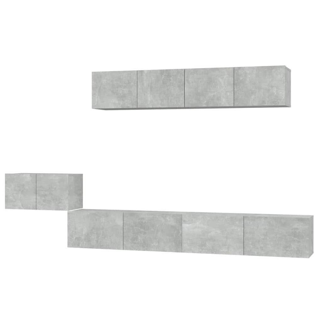 Ensemble de meubles TV 5 pcs Gris béton Bois d'ingénierie - XIOS