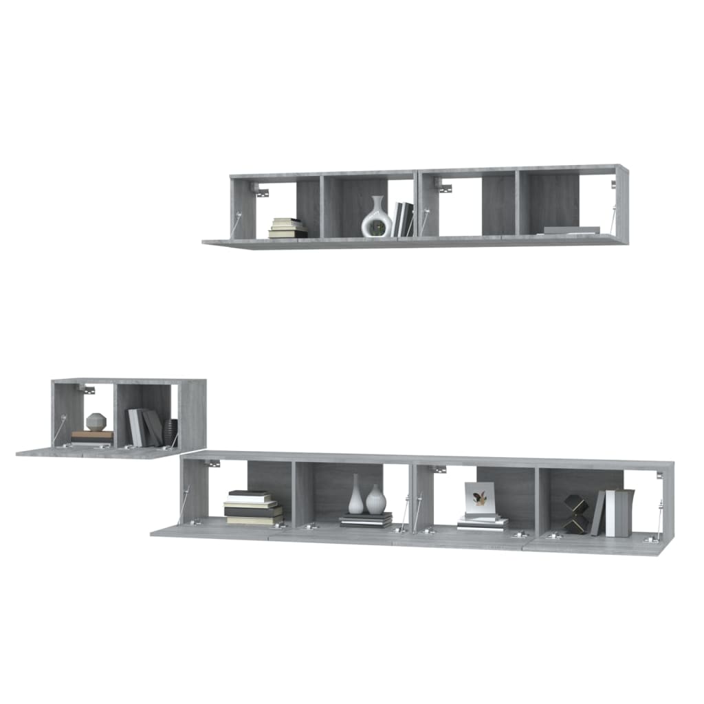 Ensemble de meubles TV 5 pcs Sonoma gris Bois d'ingénierie - XIOS