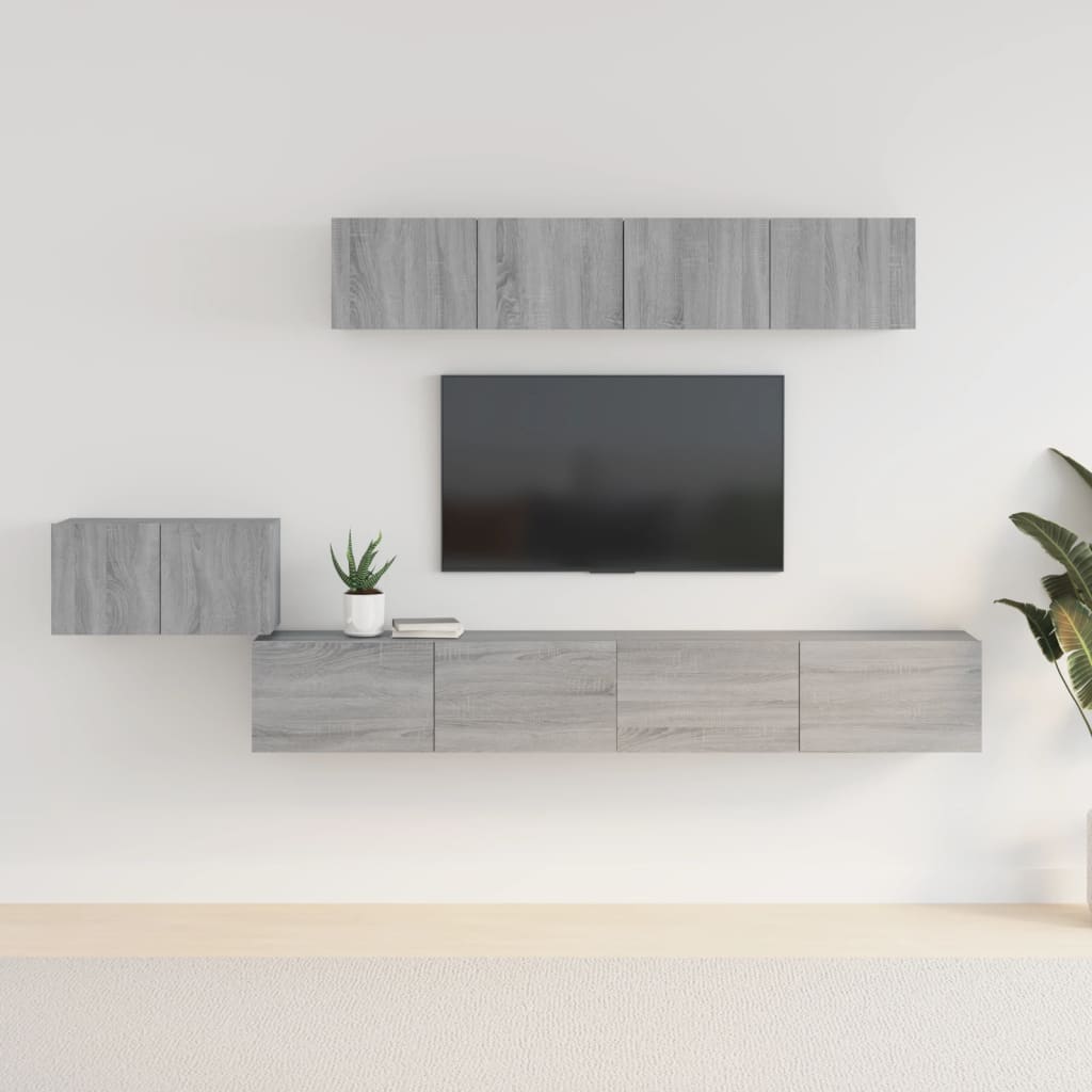 Ensemble de meubles TV 5 pcs Sonoma gris Bois d'ingénierie - XIOS