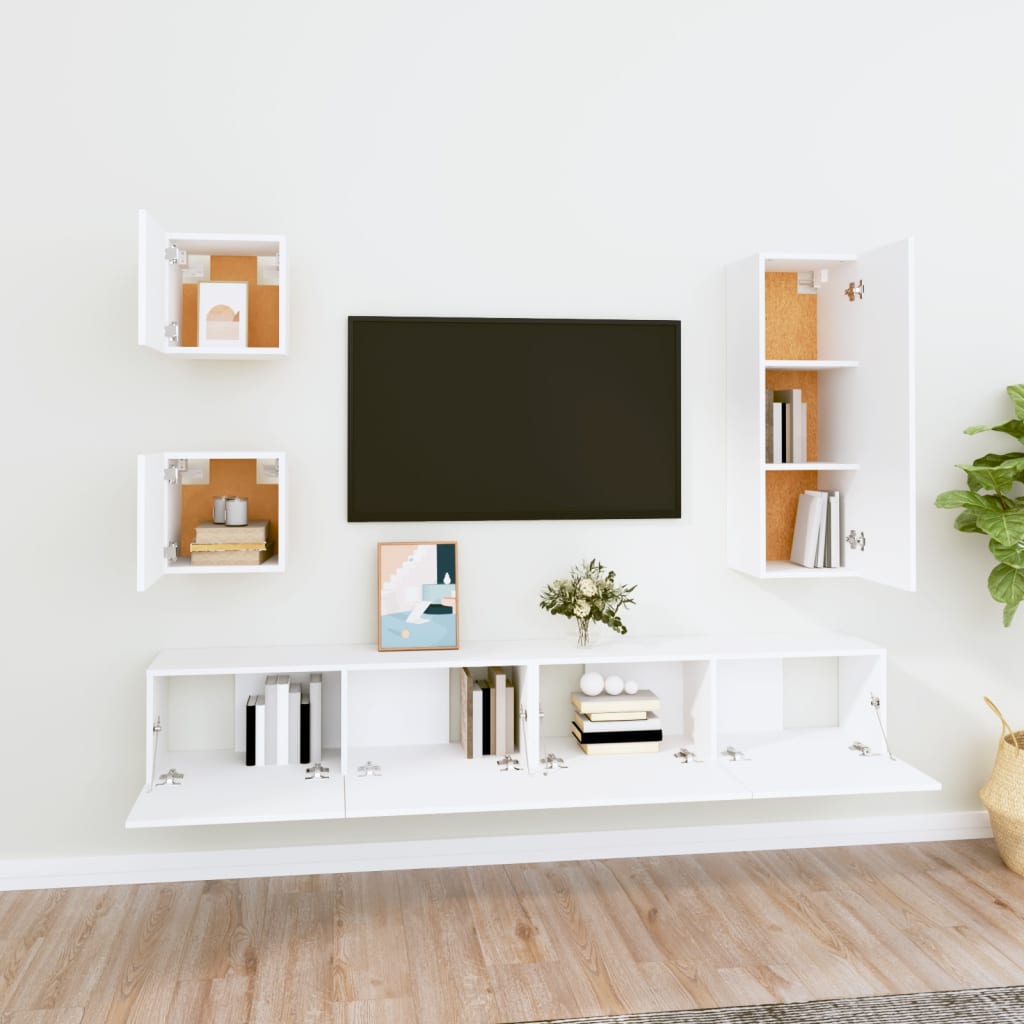 Ensemble de meubles TV 5 pcs Blanc Bois d'ingénierie - XIOS