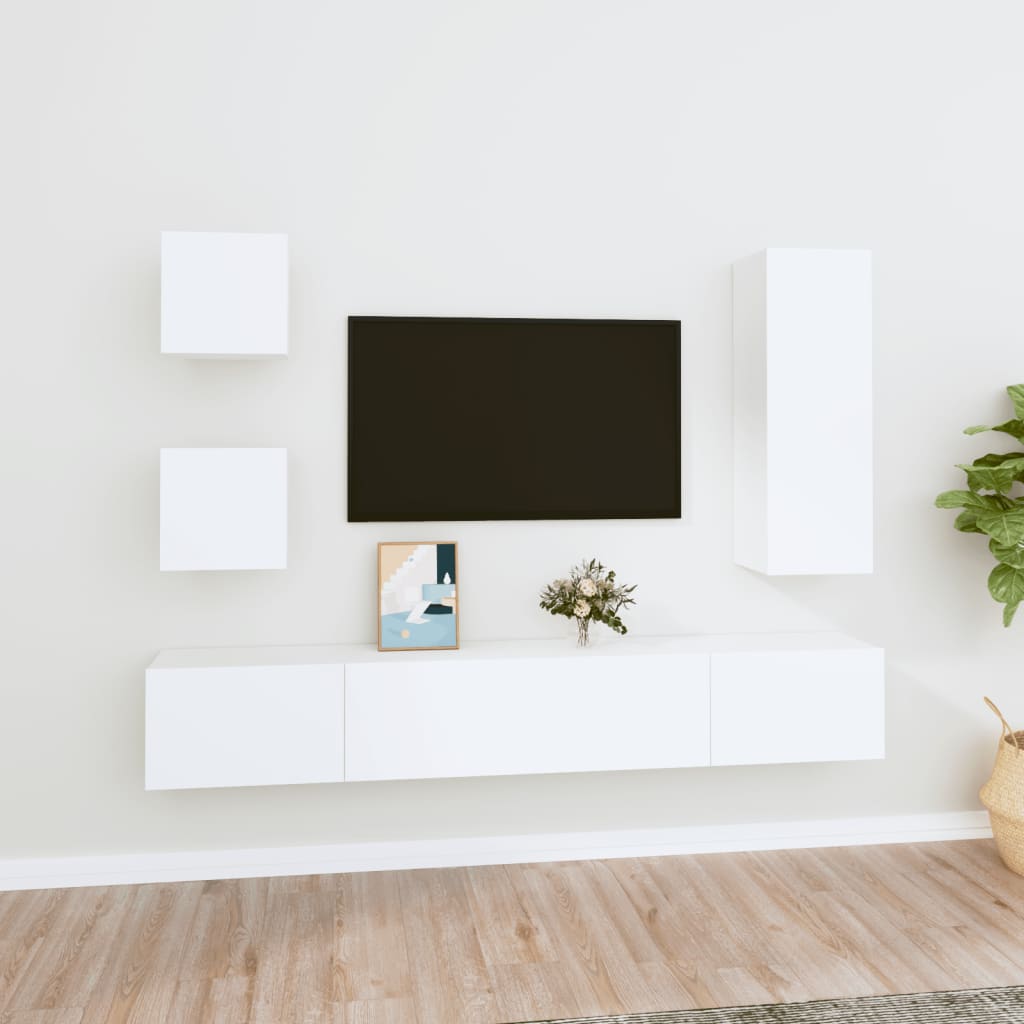 Ensemble de meubles TV 5 pcs Blanc Bois d'ingénierie - XIOS