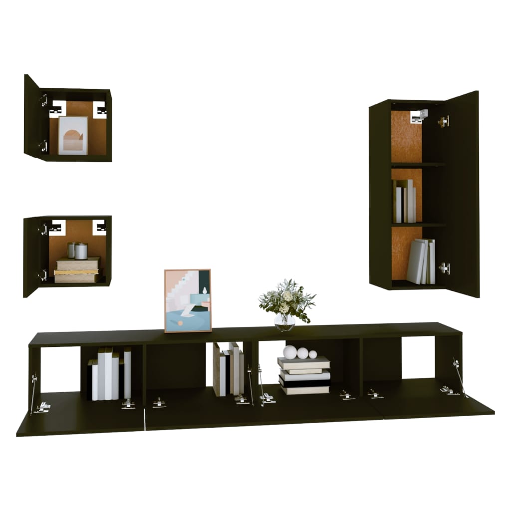 Ensemble de meubles TV 5 pcs Noir Bois d'ingénierie - XIOS