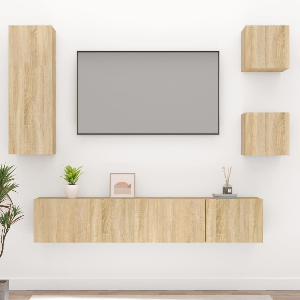 Ensemble de meubles TV 5 pcs Chêne sonoma Bois d'ingénierie - XIOS