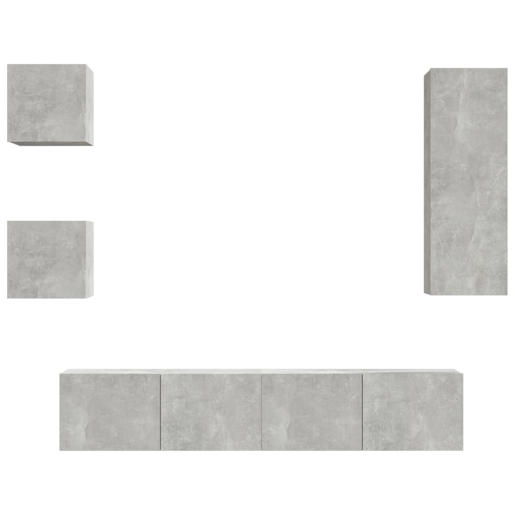 Ensemble de meubles TV 5 pcs Gris béton Bois d'ingénierie - XIOS