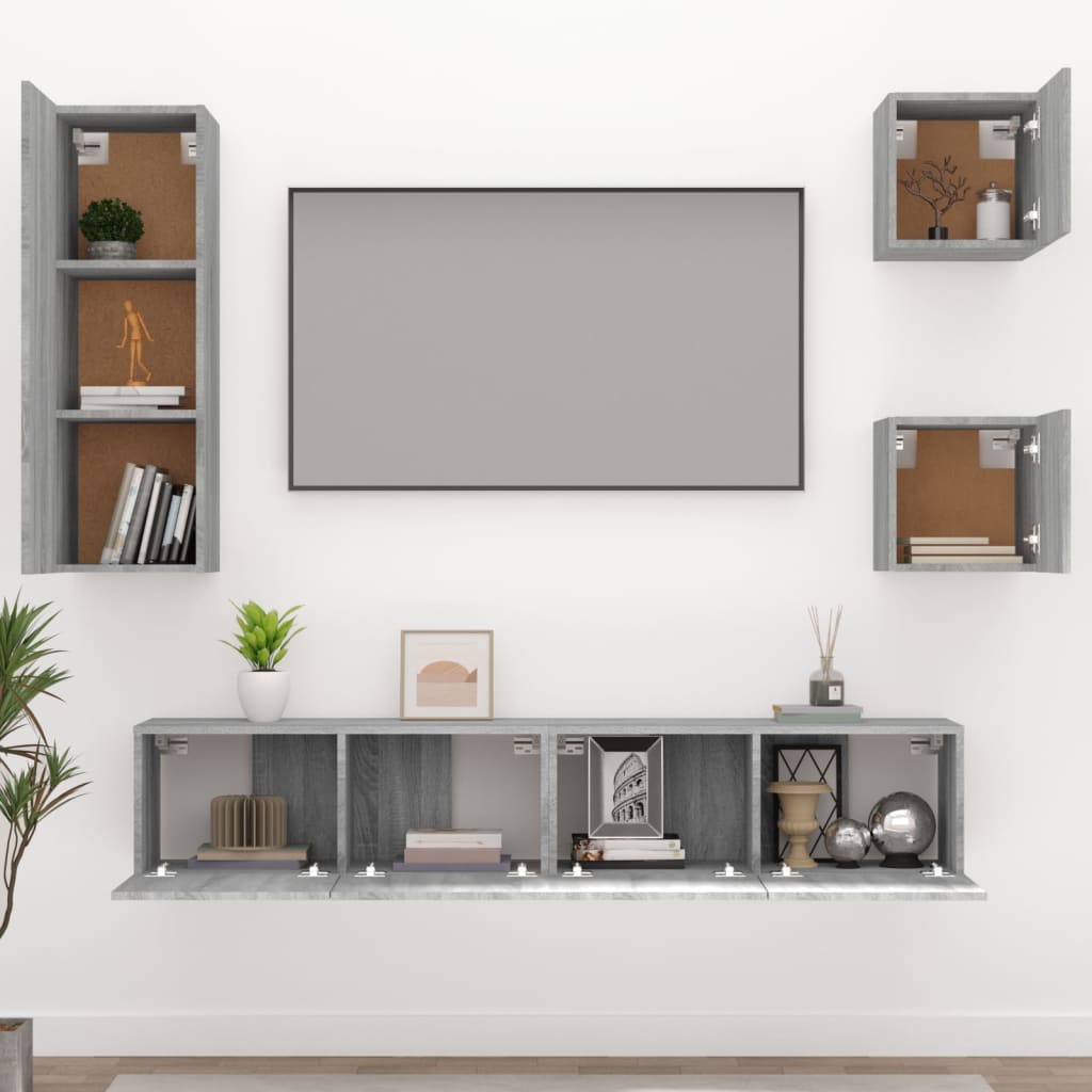Ensemble de meubles TV 5 pcs Sonoma gris Bois d'ingénierie - XIOS