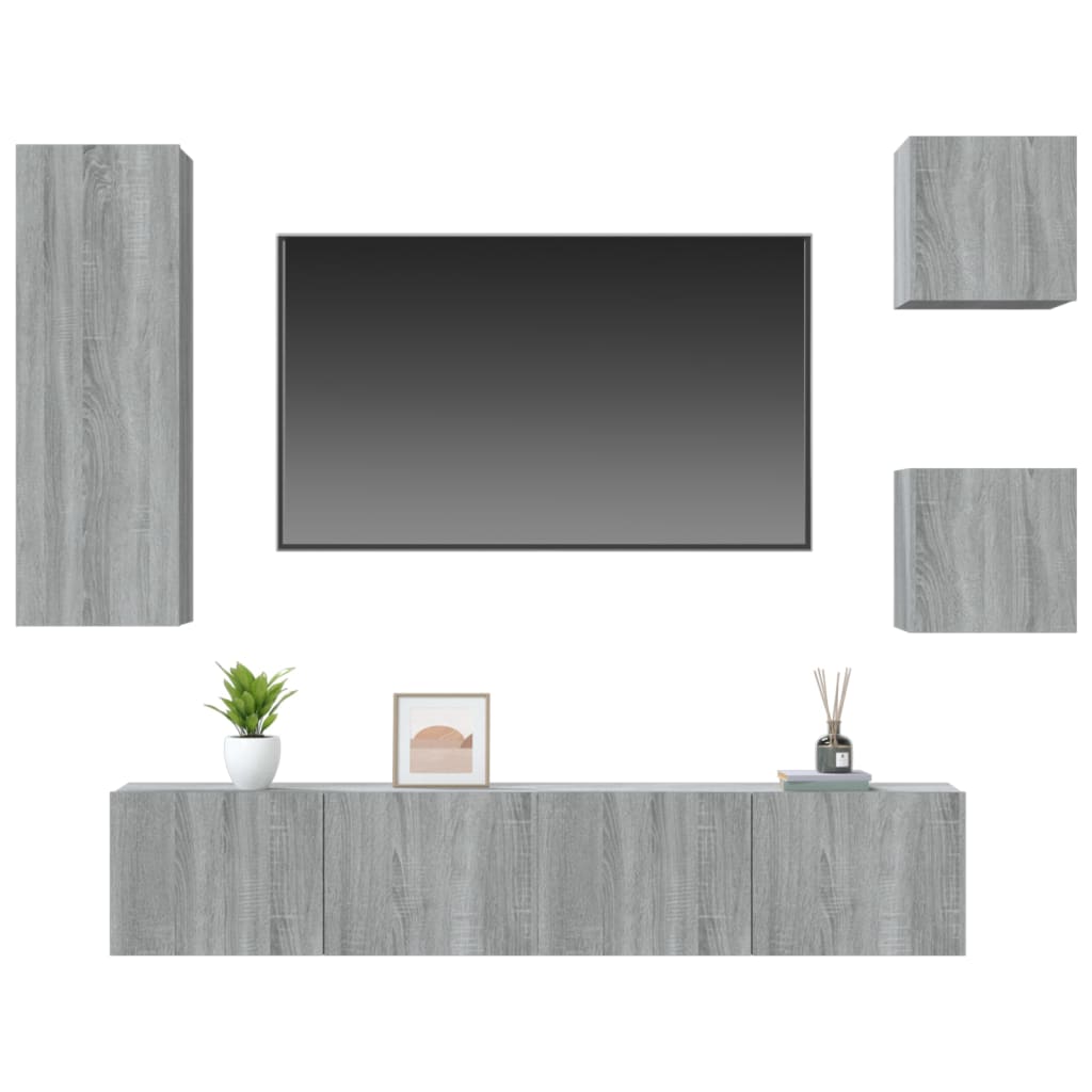 Ensemble de meubles TV 5 pcs Sonoma gris Bois d'ingénierie - XIOS