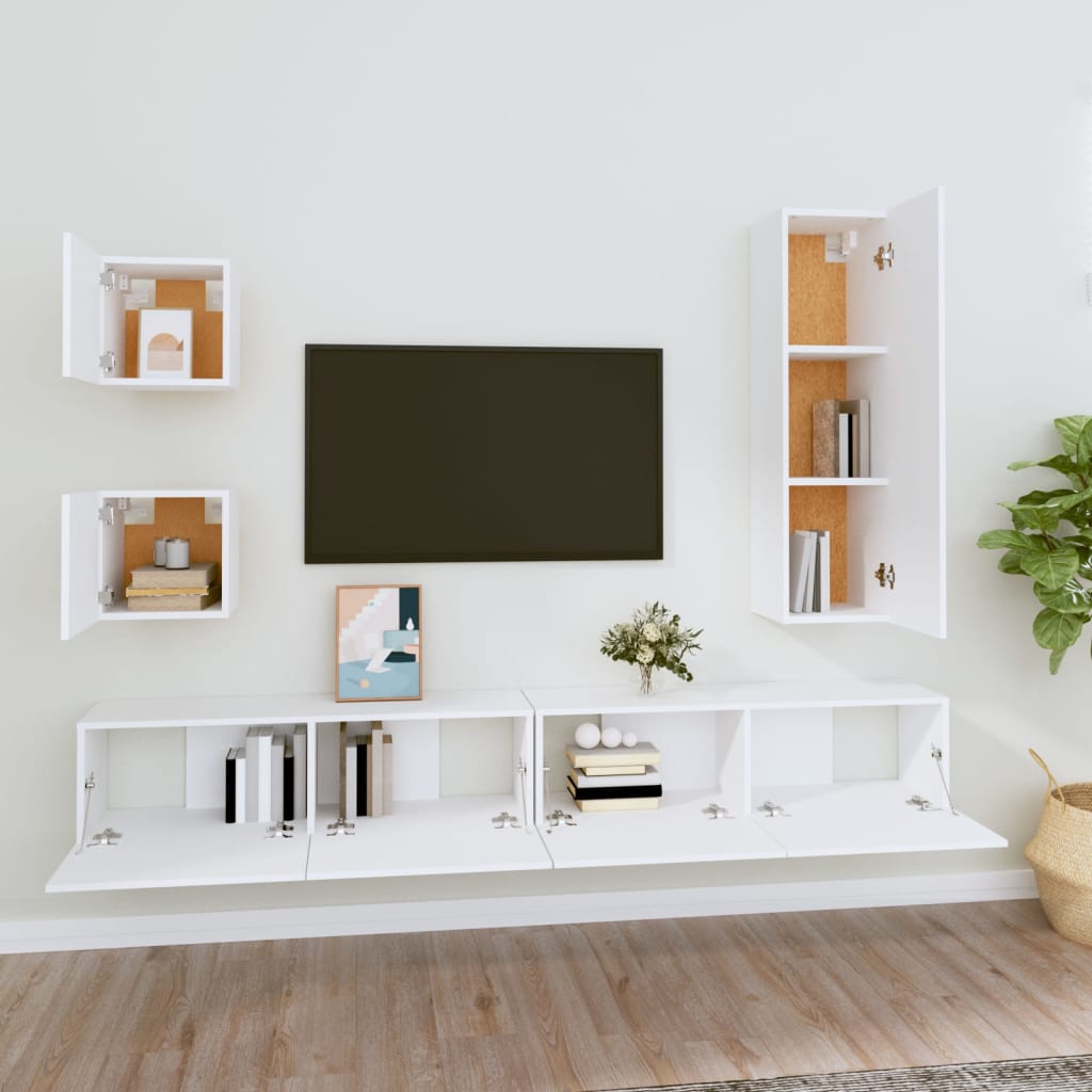 Ensemble de meubles TV 5 pcs Blanc Bois d'ingénierie - XIOS