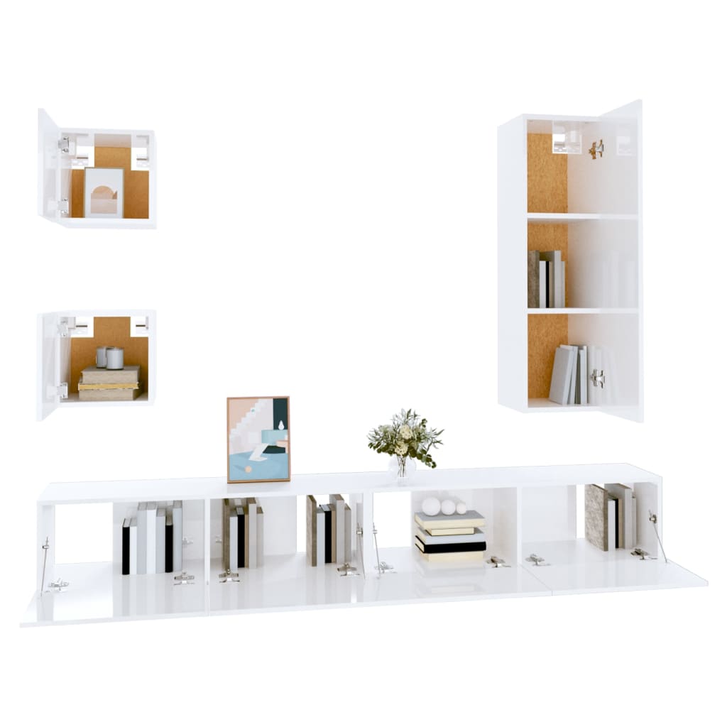 Ensemble de meubles TV 5 pcs Blanc Bois d'ingénierie - XIOS
