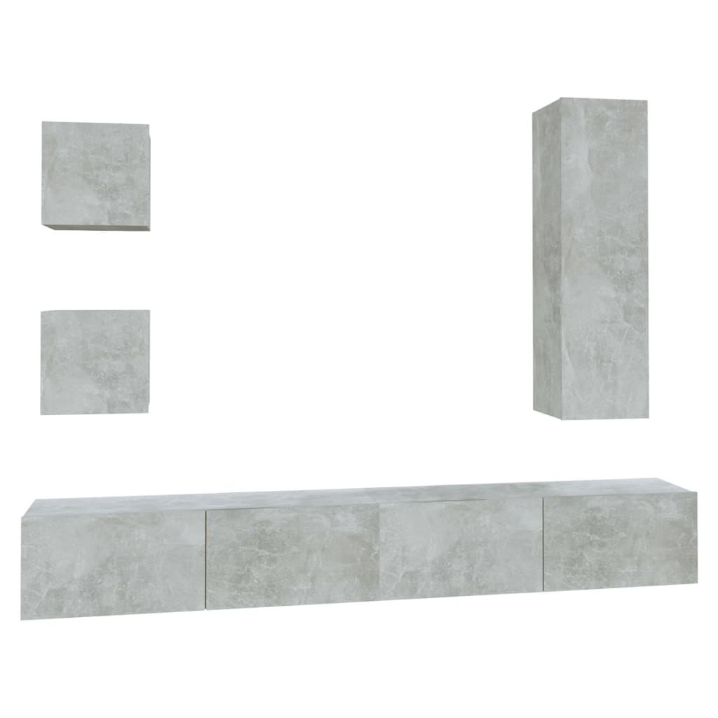 Ensemble de meubles TV 5 pcs Gris béton Bois d'ingénierie - XIOS
