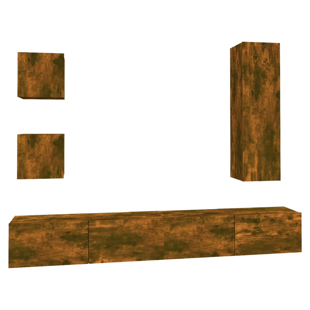Ensemble de meubles TV 5 pcs Chêne fumé Bois d'ingénierie - XIOS