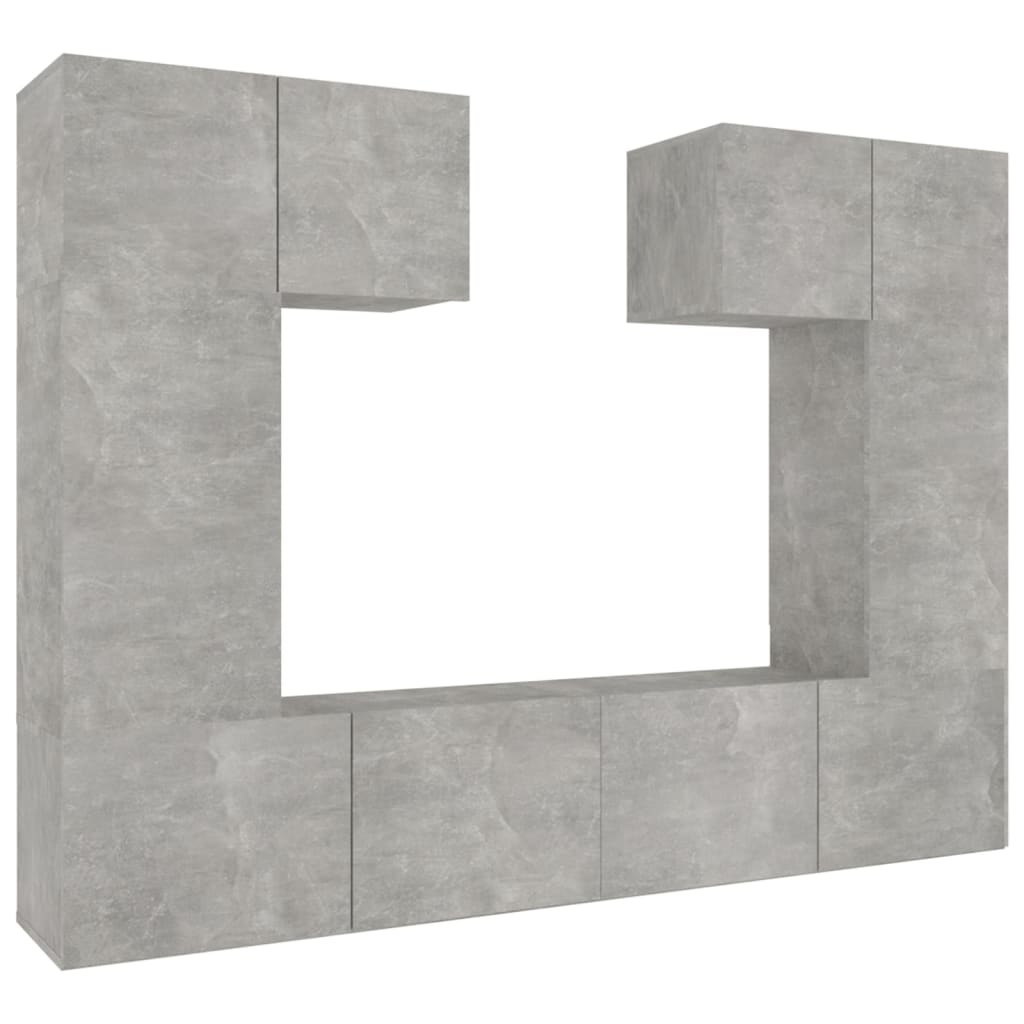 Ensemble de meubles TV 6 pcs Gris béton Bois d'ingénierie - XIOS