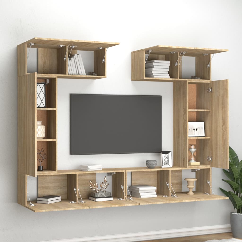 Ensemble de meubles TV 6 pcs Chêne sonoma Bois d'ingénierie - XIOS