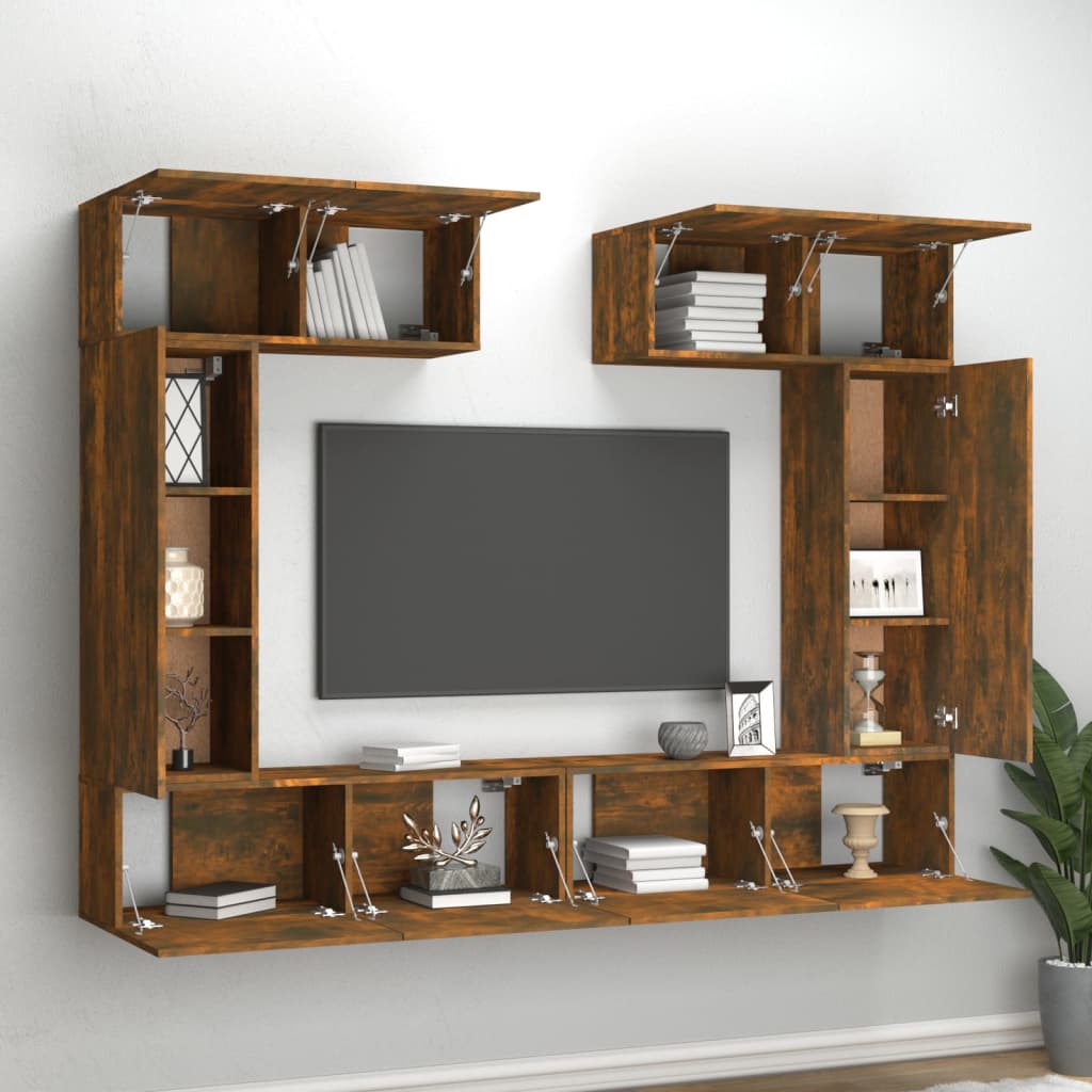 Ensemble de meubles TV 6 pcs Chêne fumé Bois d'ingénierie - XIOS