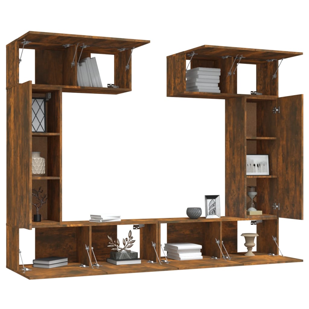 Ensemble de meubles TV 6 pcs Chêne fumé Bois d'ingénierie - XIOS
