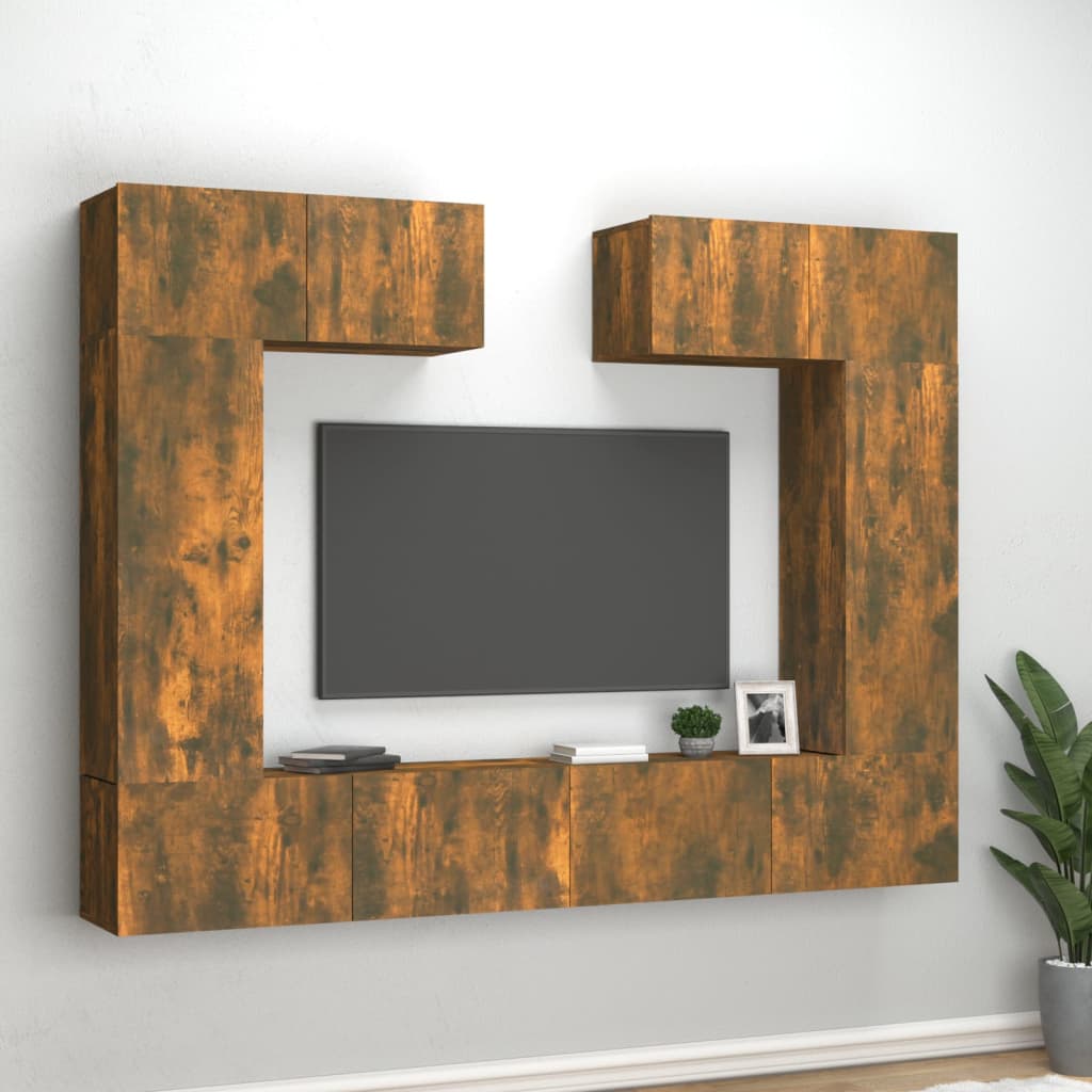 Ensemble de meubles TV 6 pcs Chêne fumé Bois d'ingénierie - XIOS