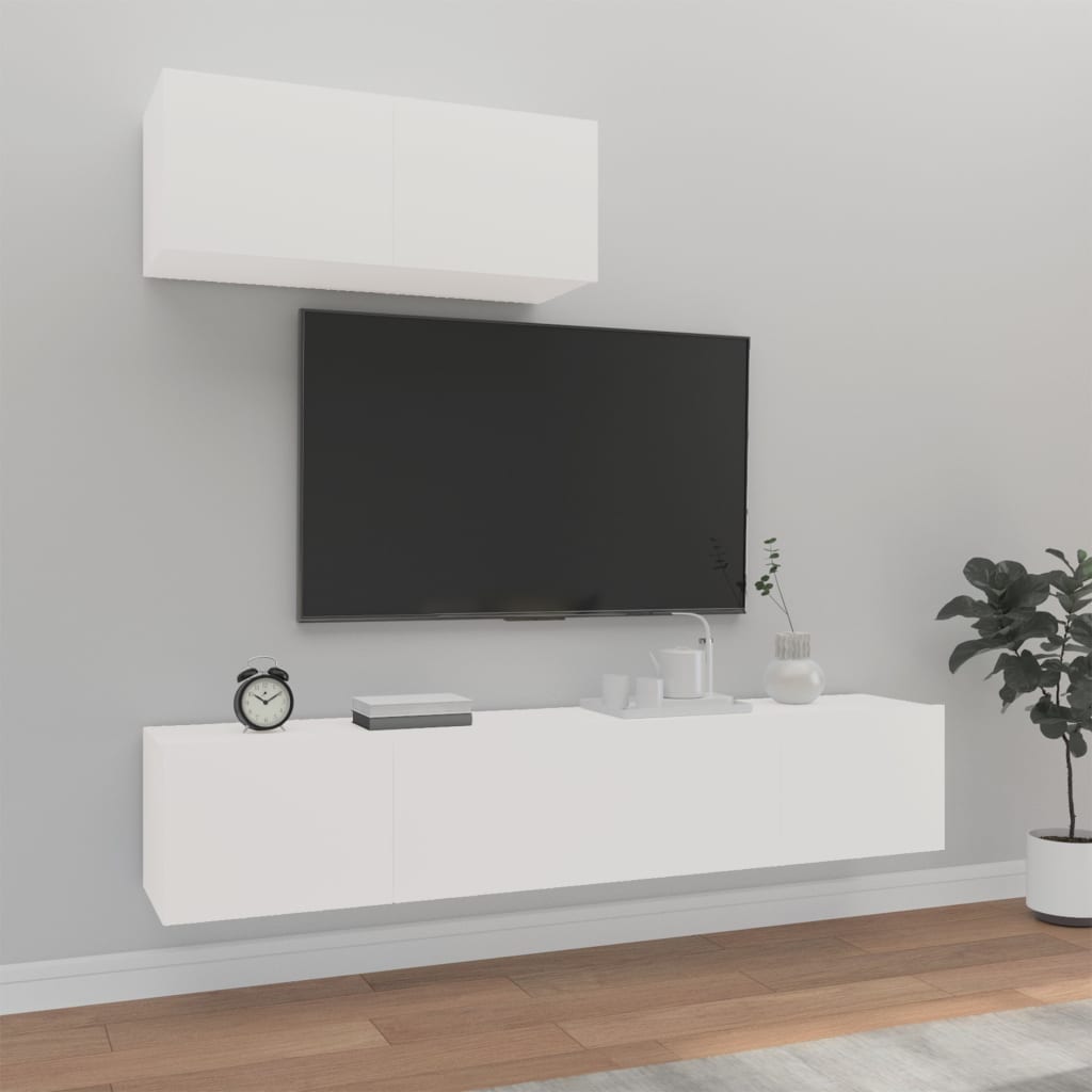 Ensemble de meubles TV 3 pcs Blanc Bois d'ingénierie - XIOS