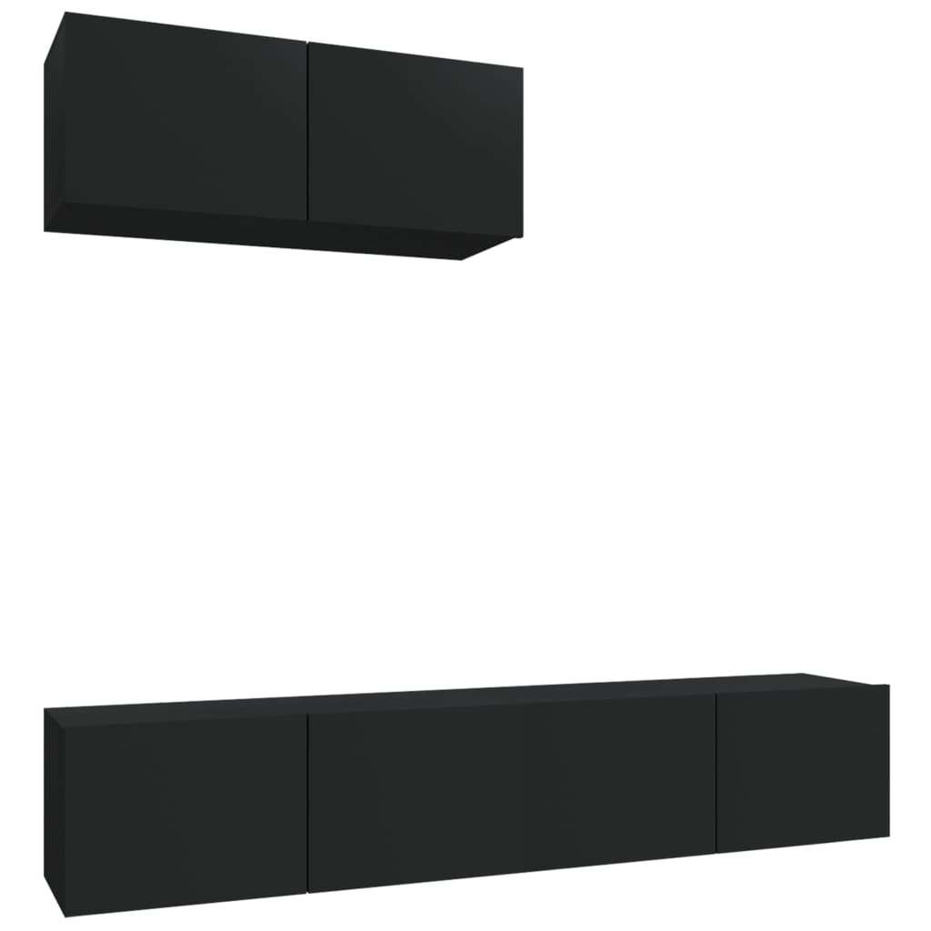 Ensemble de meubles TV 3 pcs Noir Bois d'ingénierie - XIOS
