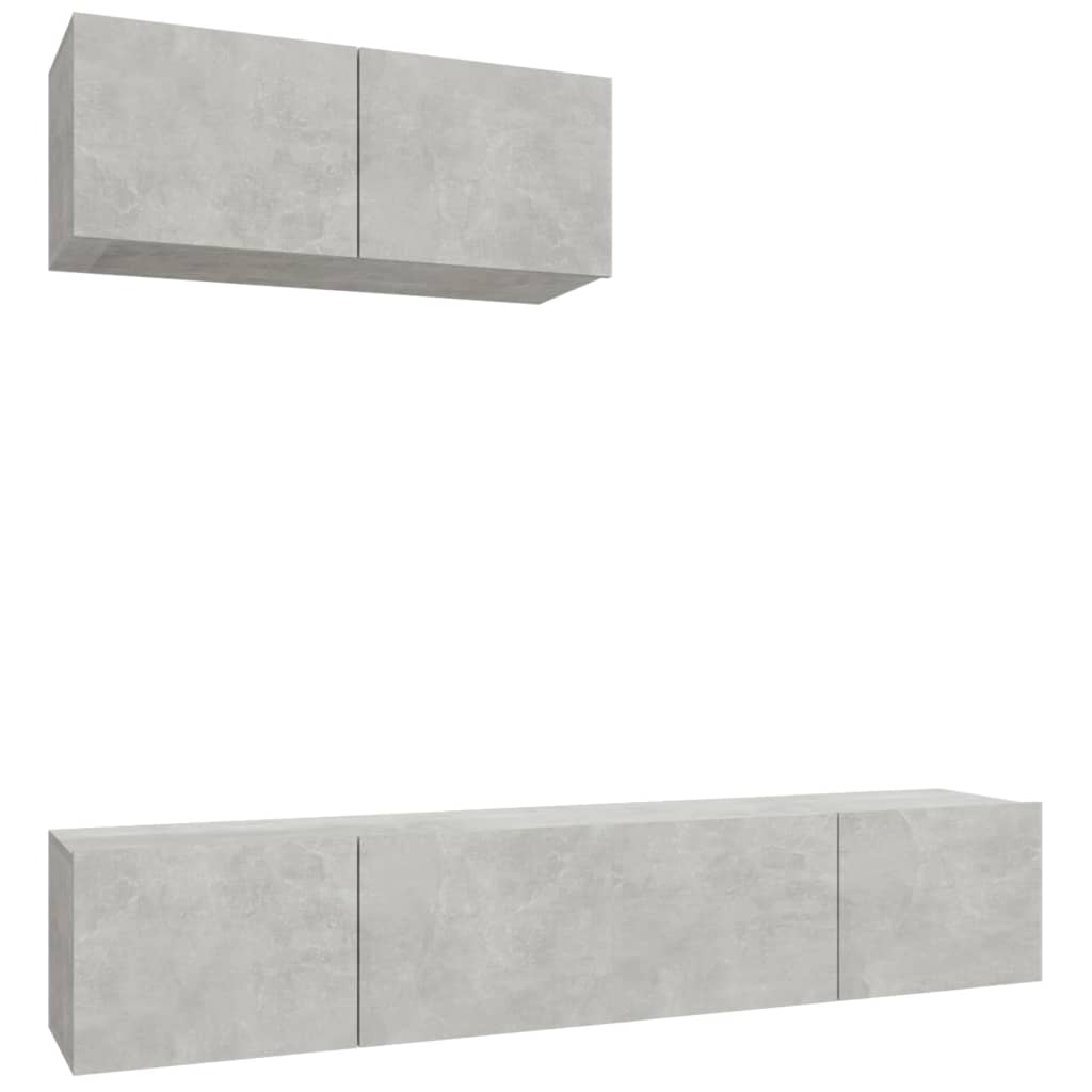 Ensemble de meubles TV 3 pcs Gris béton Bois d'ingénierie - XIOS
