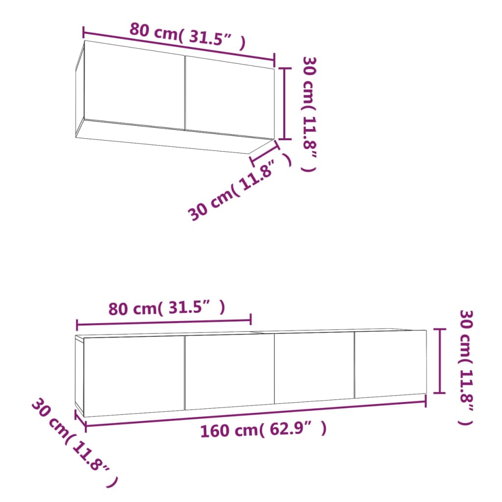 Ensemble de meubles TV 3 pcs Gris béton Bois d'ingénierie - XIOS