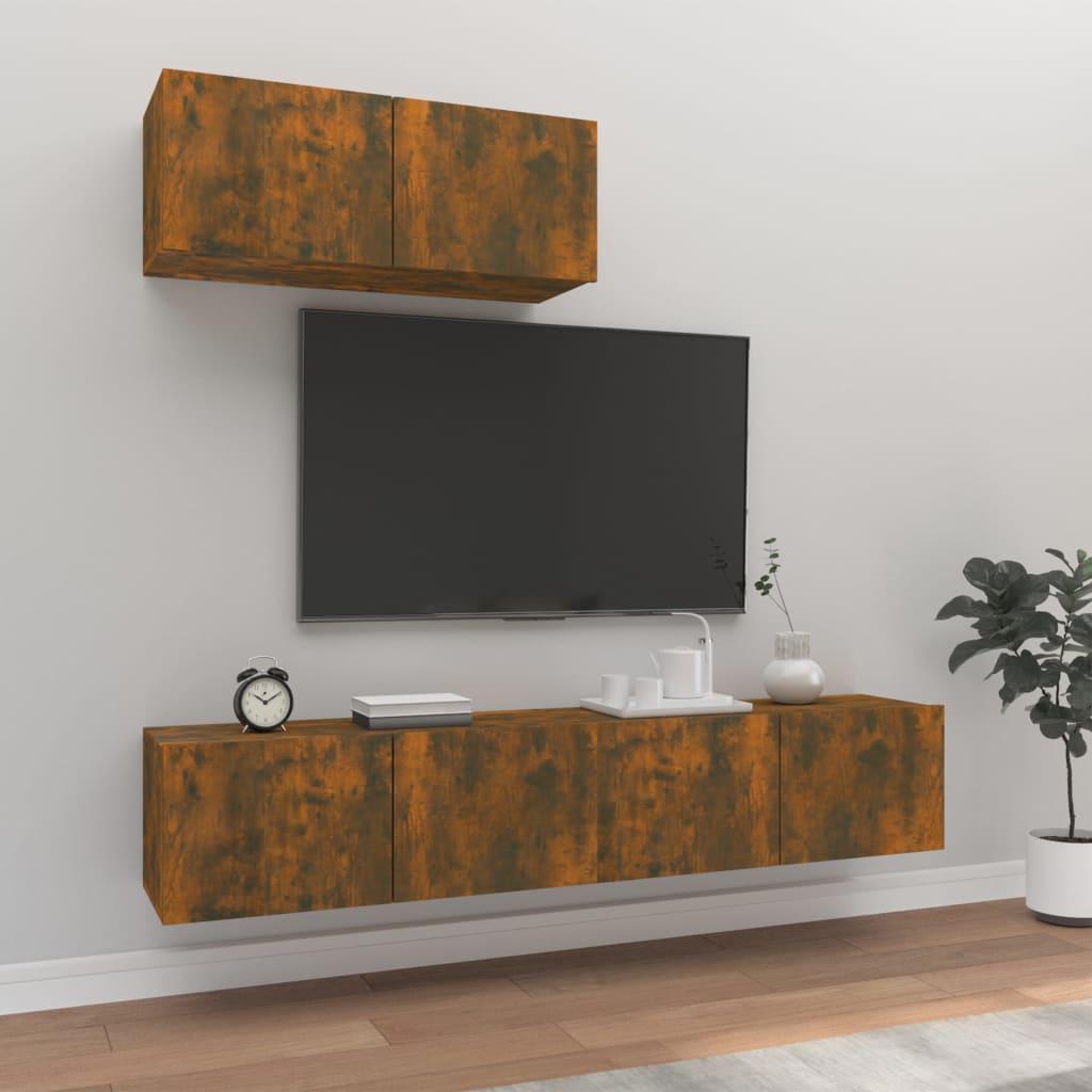 Ensemble de meubles TV 3 pcs Chêne fumé Bois d'ingénierie - XIOS
