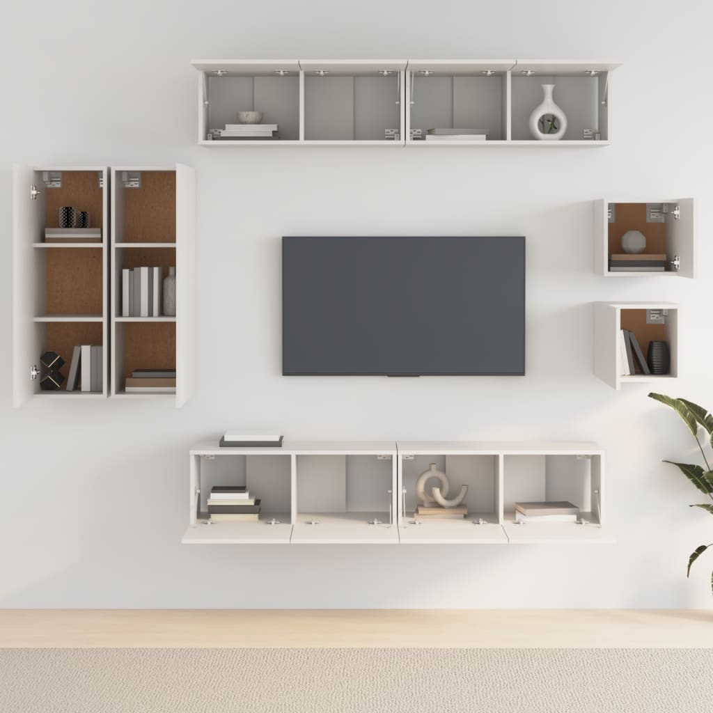 Ensemble de meubles TV 8 pcs Blanc Bois d'ingénierie - XIOS