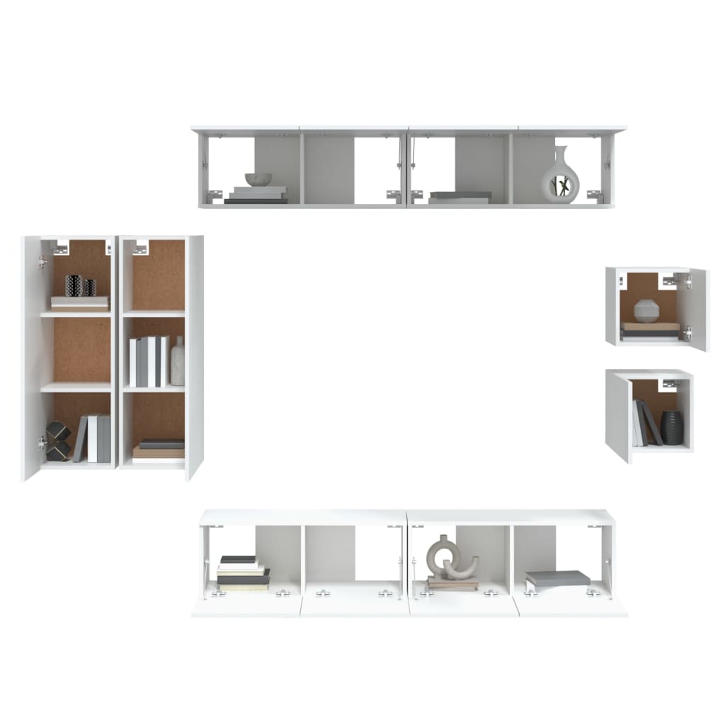 Ensemble de meubles TV 8 pcs Blanc Bois d'ingénierie - XIOS