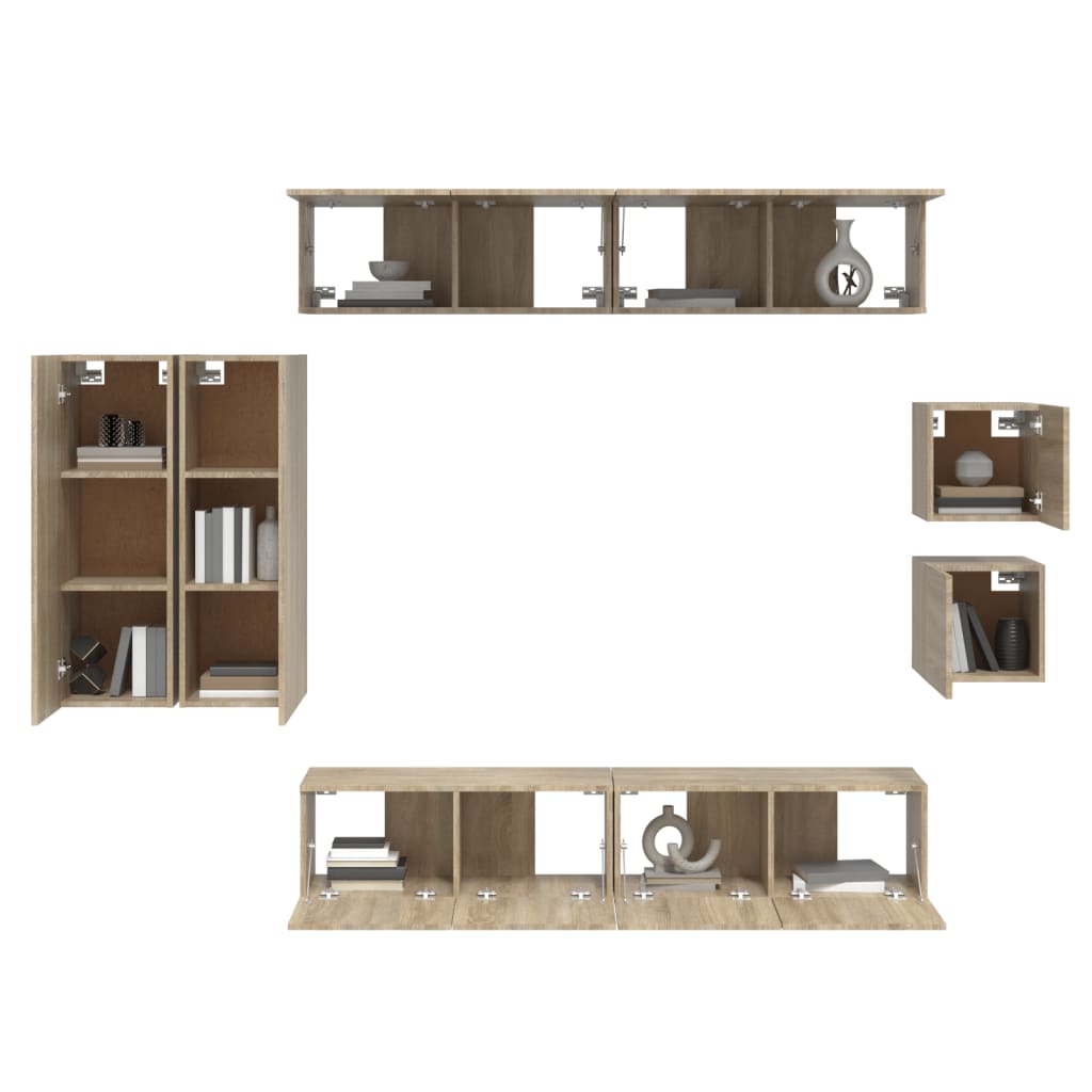 Ensemble de meubles TV 8 pcs Chêne sonoma Bois d'ingénierie - XIOS