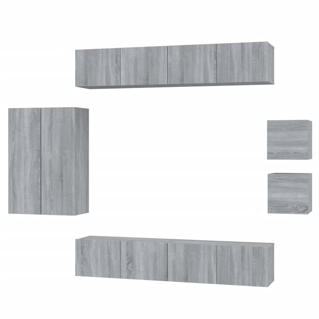 Ensemble de meubles TV 8 pcs Sonoma gris Bois d'ingénierie - XIOS