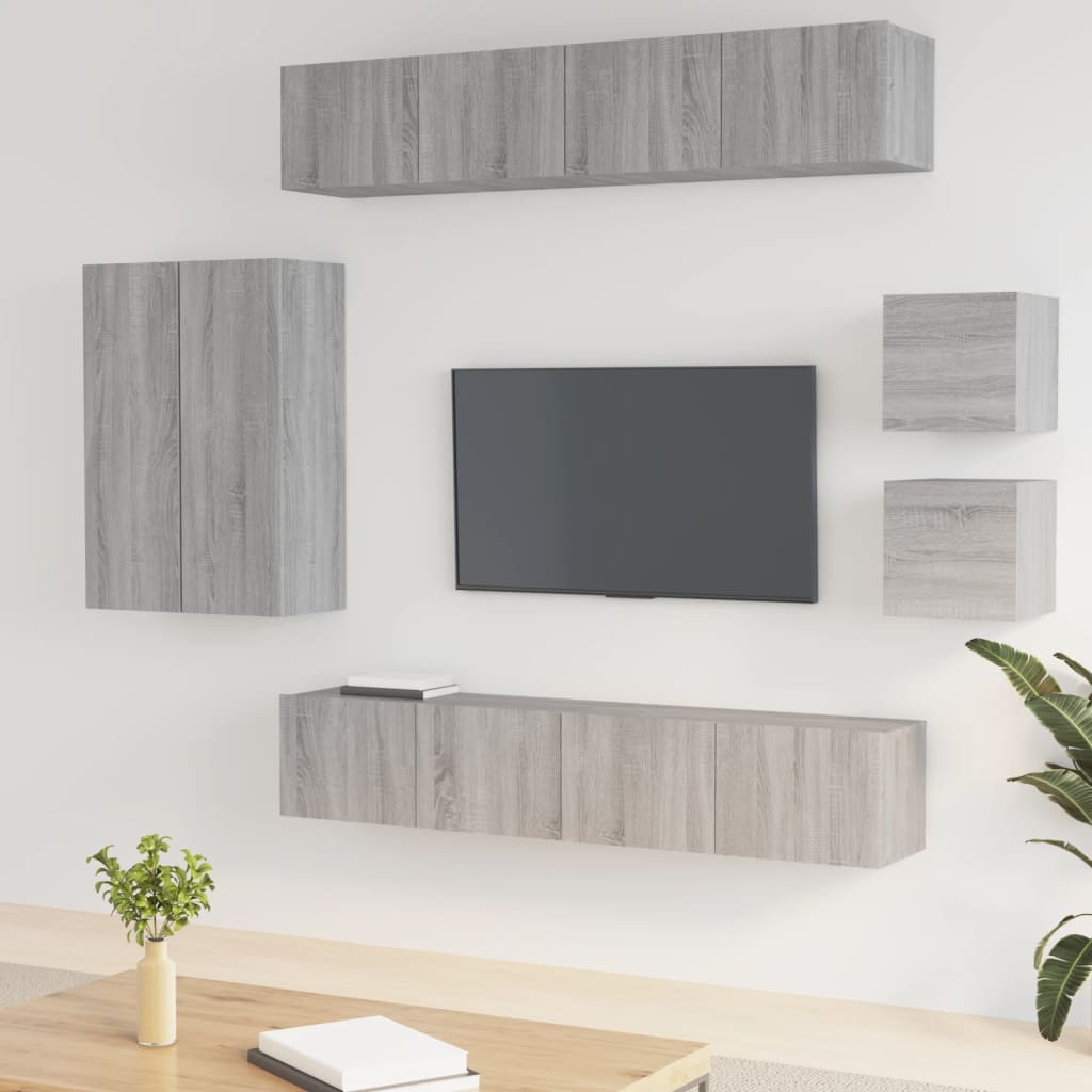 Ensemble de meubles TV 8 pcs Sonoma gris Bois d'ingénierie - XIOS