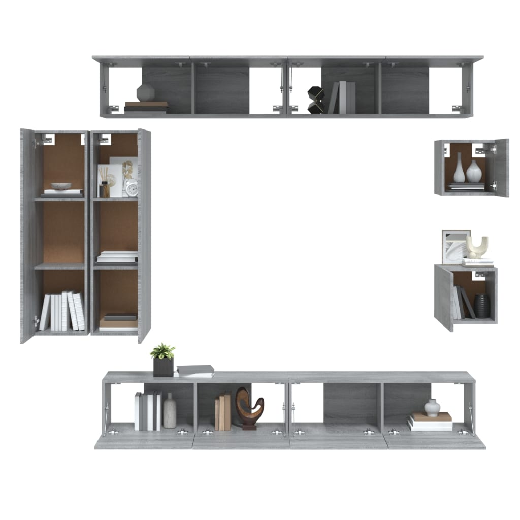 Ensemble de meubles TV 8 pcs Sonoma gris Bois d'ingénierie - XIOS