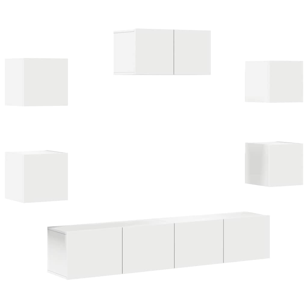Ensemble de meubles TV 7 pcs Blanc Bois d'ingénierie