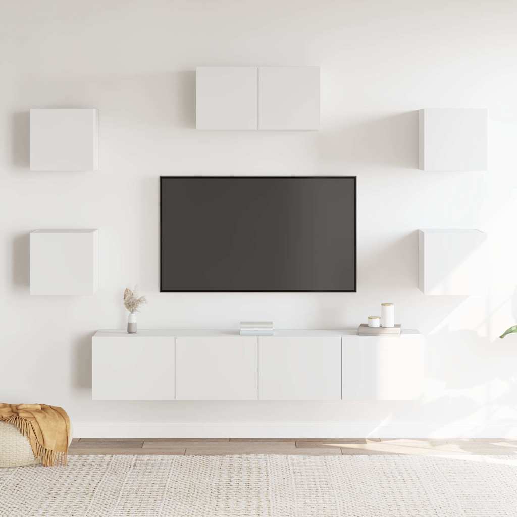 Ensemble de meubles TV 7 pcs Blanc Bois d'ingénierie