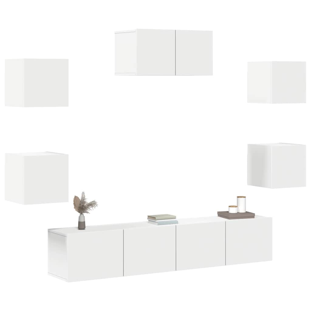 Ensemble de meubles TV 7 pcs Blanc Bois d'ingénierie