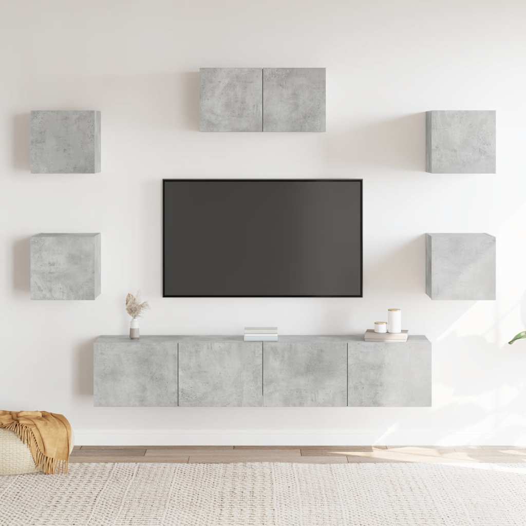 Ensemble de meubles TV 7 pcs Gris béton Bois d'ingénierie - XIOS