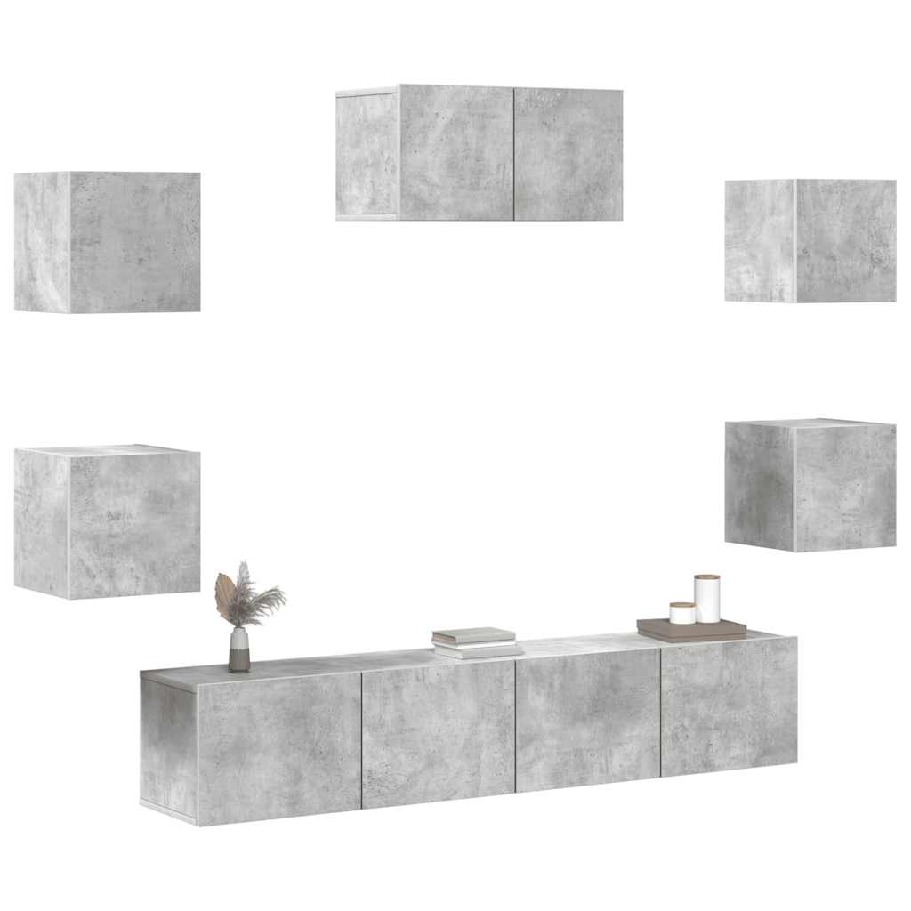 Ensemble de meubles TV 7 pcs Gris béton Bois d'ingénierie - XIOS