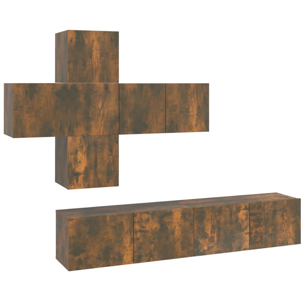 Ensemble de meubles TV 7 pcs Chêne fumé Bois d'ingénierie - XIOS