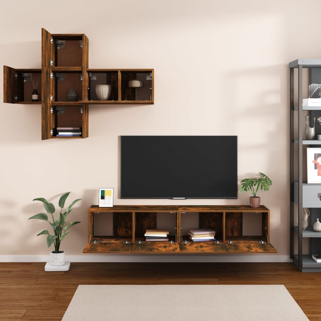 Ensemble de meubles TV 7 pcs Chêne fumé Bois d'ingénierie - XIOS